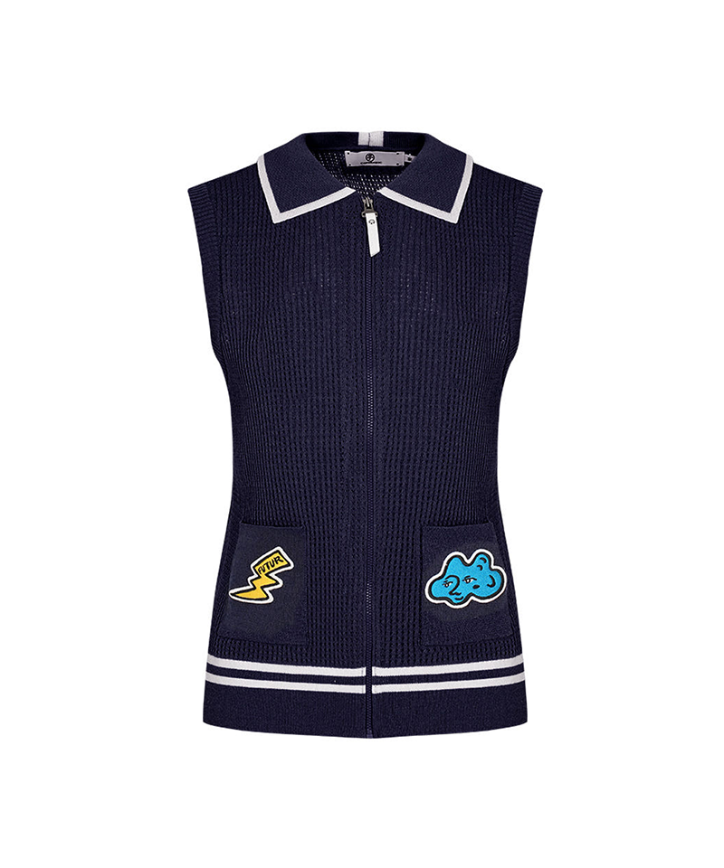 Castelbajac Women's Open Vest with Curly Knit - 2 Colors