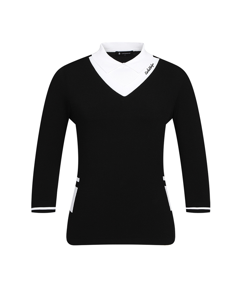 Castelbajac Women's 7/8 Sleeve Layered Pullover - Black