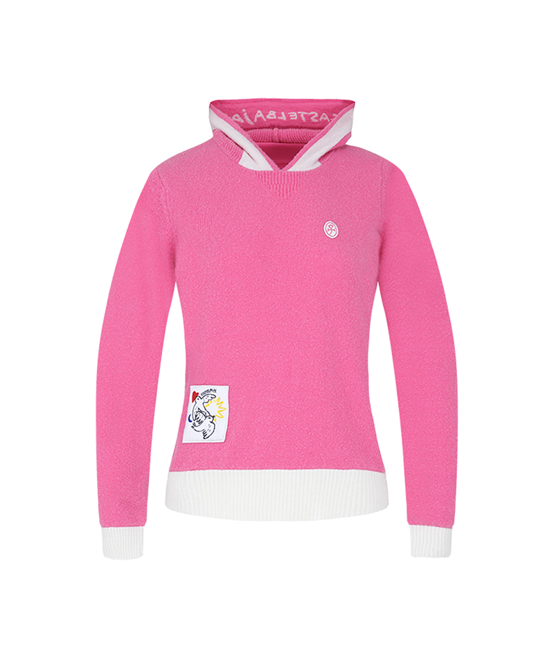 Castelbajac Women's Boucle Two-Color Hooded Sweater - Pink