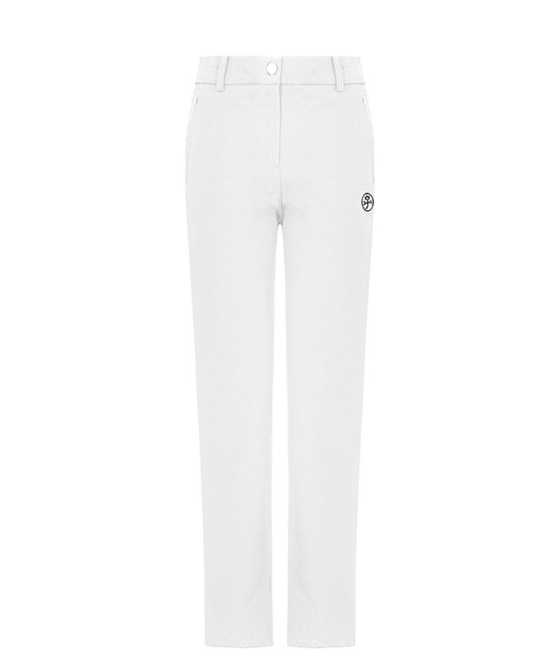 Castelbajac Women's Nylon Spandex Logo Band Slim Pants - White