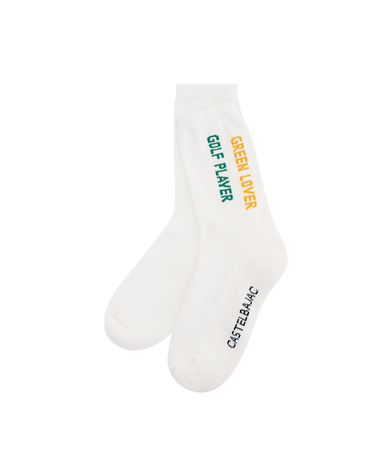 Castelbajac Men's Season Slogan Point Long Socks - White