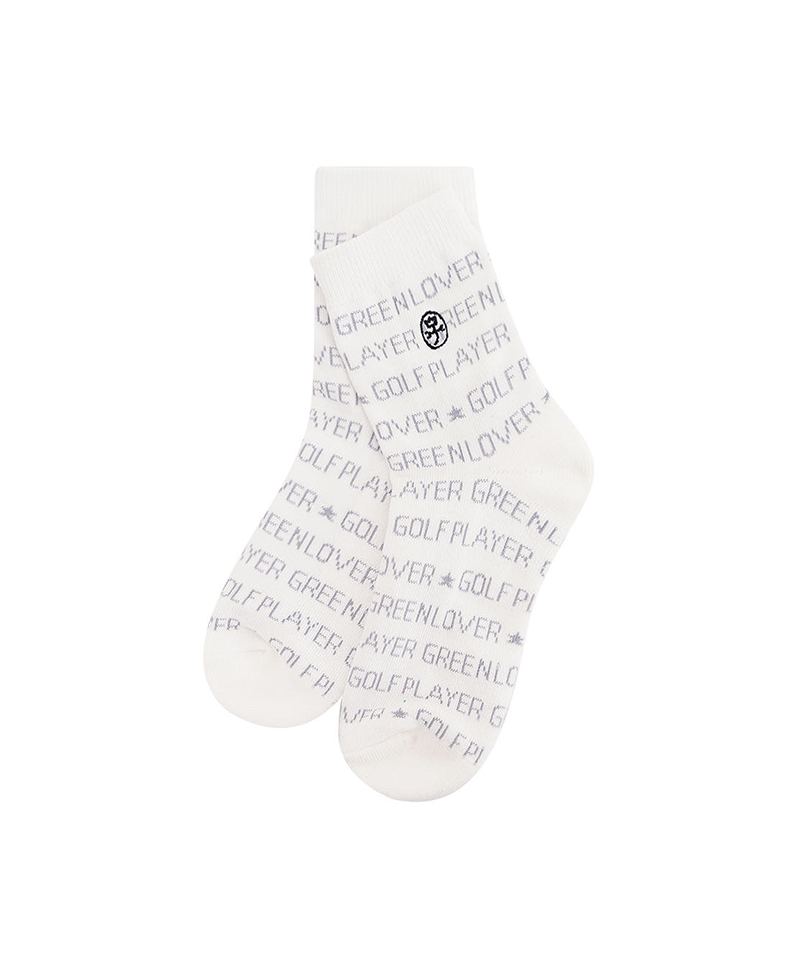 Castelbajac Men's Lettering Pattern Point Mid-calf Socks - White