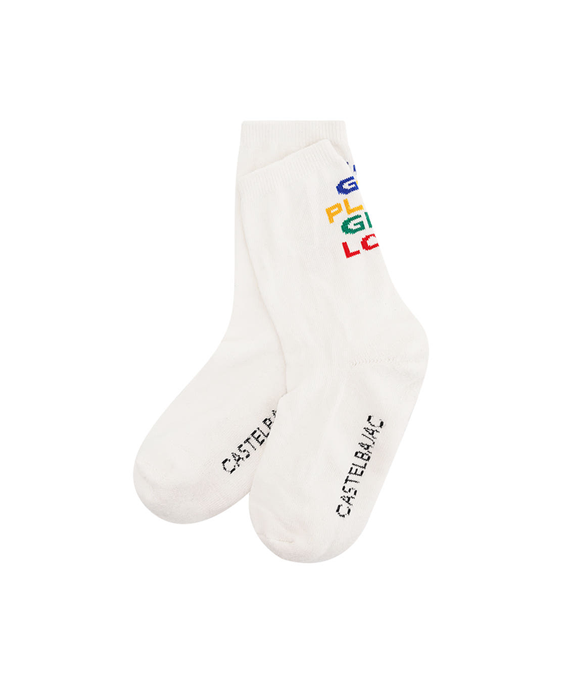 Castelbajac Women's Slogan Point Long Socks - White