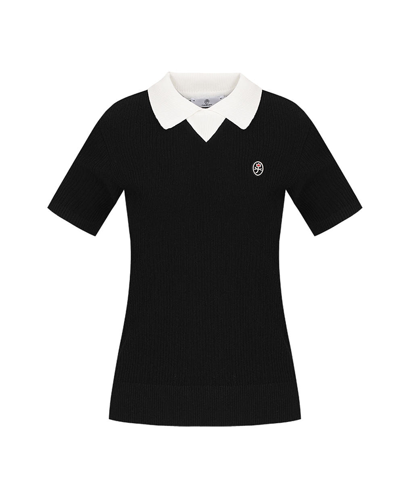 Castelbajac Women's ribbed Short-Sleeve Sweater - Black