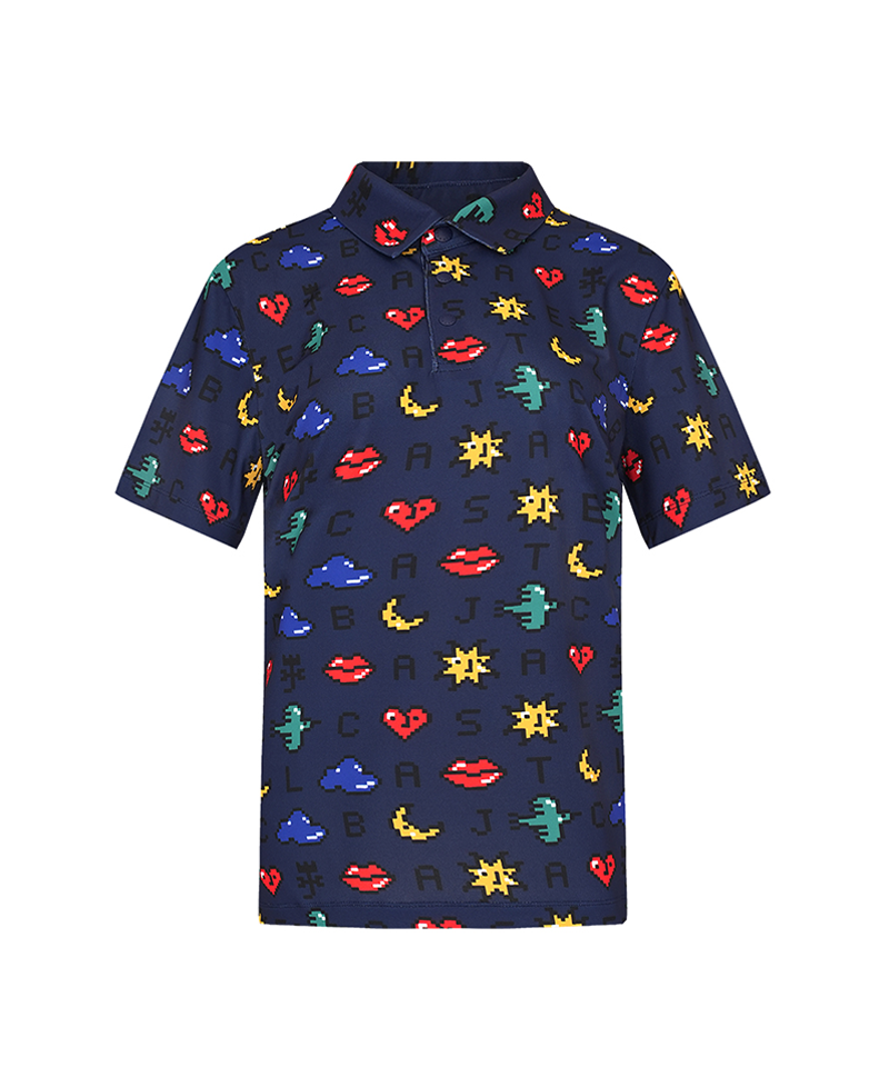 Castelbajac Men's Pixel Print Polo T-Shirt - 2 Colors