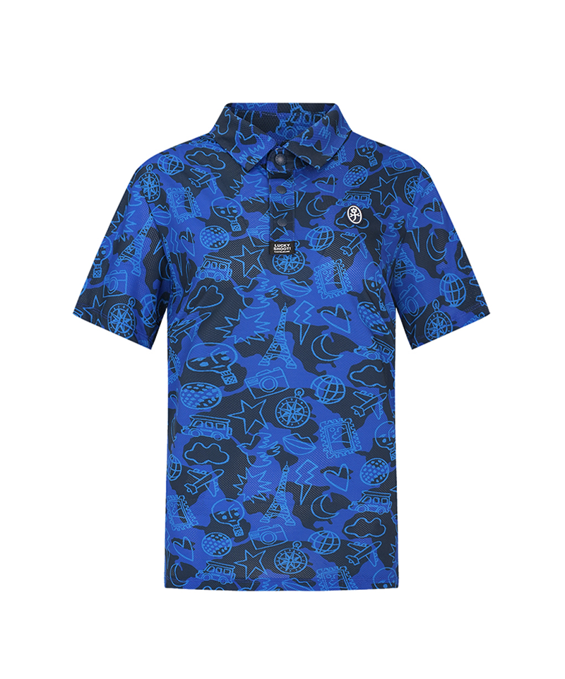Castelbajac Men's Full-Length Travel Pattern Polo T-Shirt - 2 Colors