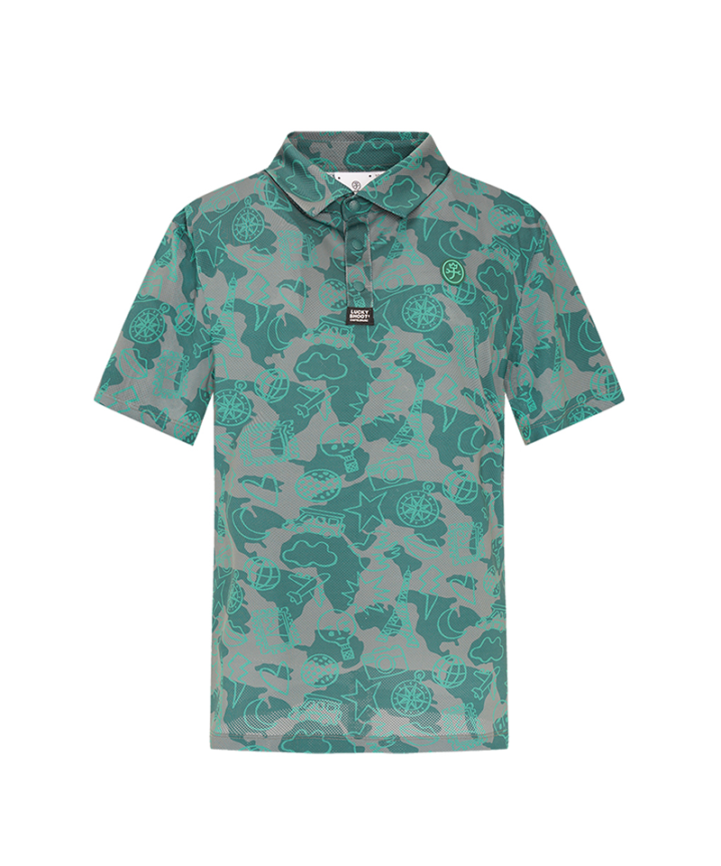 Castelbajac Men's Full-Length Travel Pattern Polo T-Shirt - 2 Colors