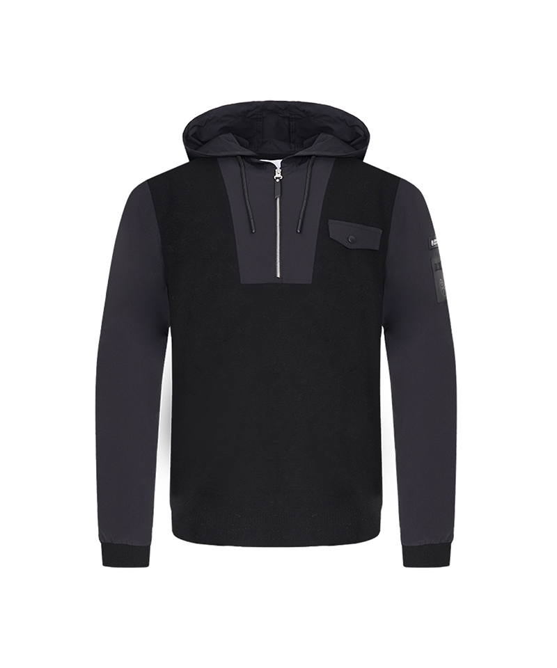 Castelbajac Men's Hooded Hybrid Half-Zip Knit - 2 Colors