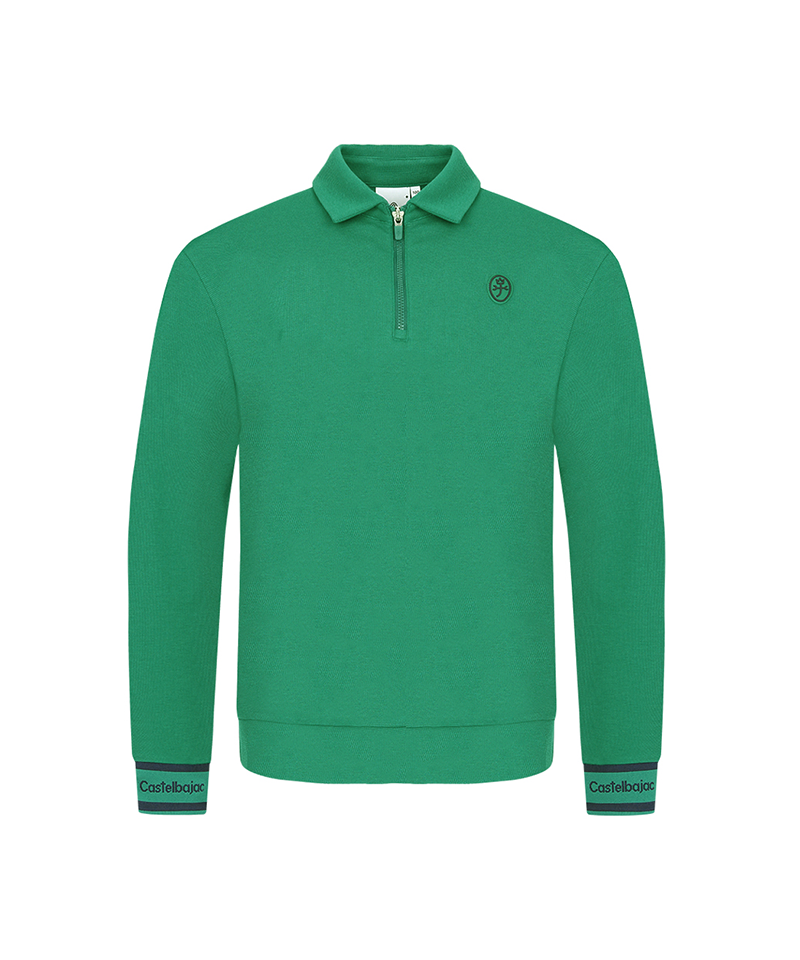 Castelbajac Men's Collared Half-Zip T-Shirt - Green