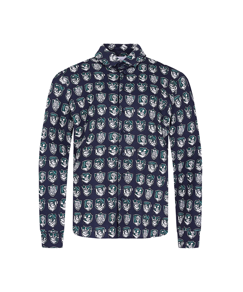 Castelbajac Men's Full-Length Pattern Jersey Shirt - Navy