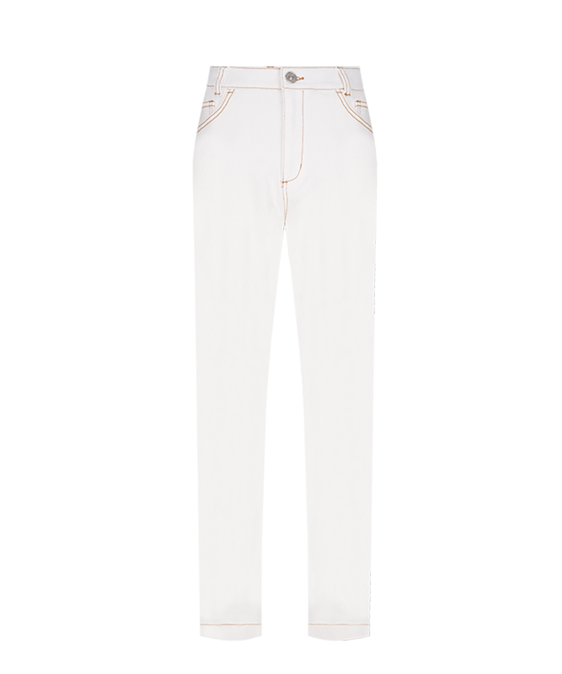 Castelbajac Men's Embroidered Point Standard Denim Pants - Ivory