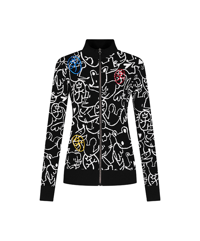 Castelbajac Women's Character Logo Jacquard Zip-Up Cardigan - Black