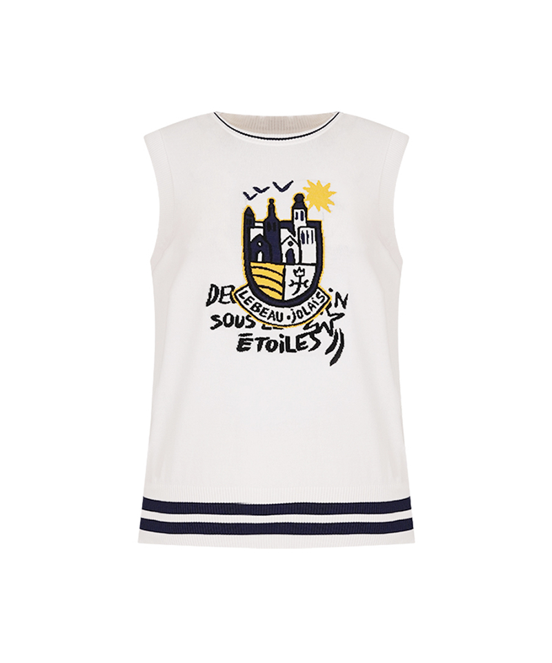 Castelbajac Women's Emblem Point Knit Vest - White
