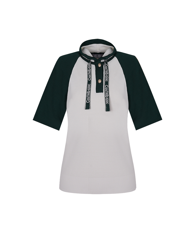 Women's Logo Point Raglan Short-Sleeve Hoodie - Green