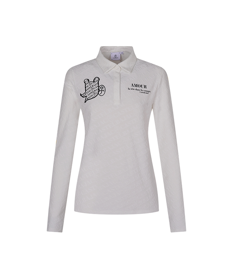 Women's Character Point Jacquard Collar T-Shirt - White