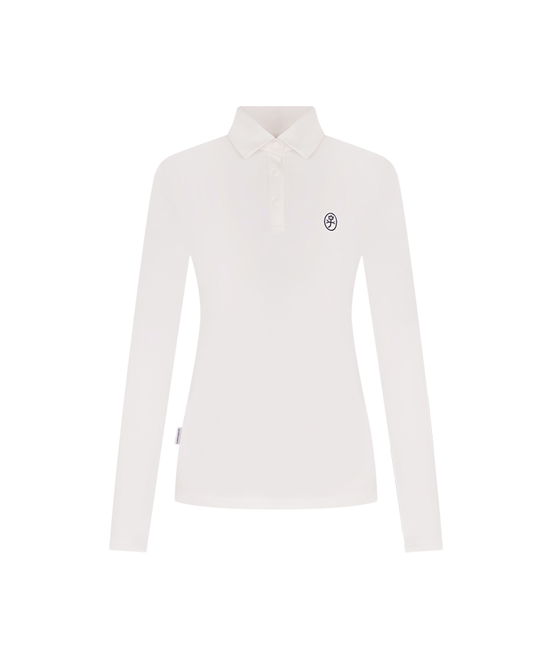 Women's Logo Embroidered Basic Collar T-Shirt - White