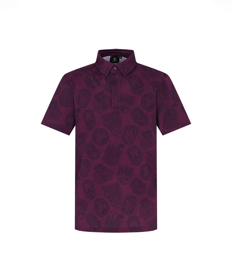 Castelbajac Men's Full-Print Short-Sleeve Collared T-Shirt - Purple