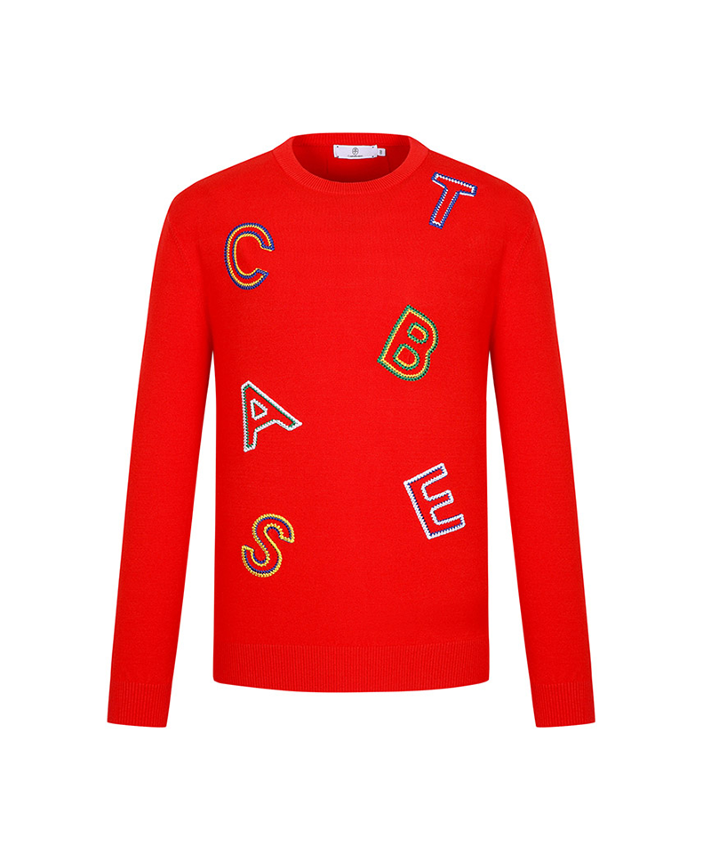 Castelbajac Men's Lettering Embroidered Round Neck Sweater - 2 Colors