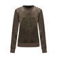 Castelbajac Women's Black Line Symbol Embroidered Velvet Man-to-Man T-Shirt - Khaki