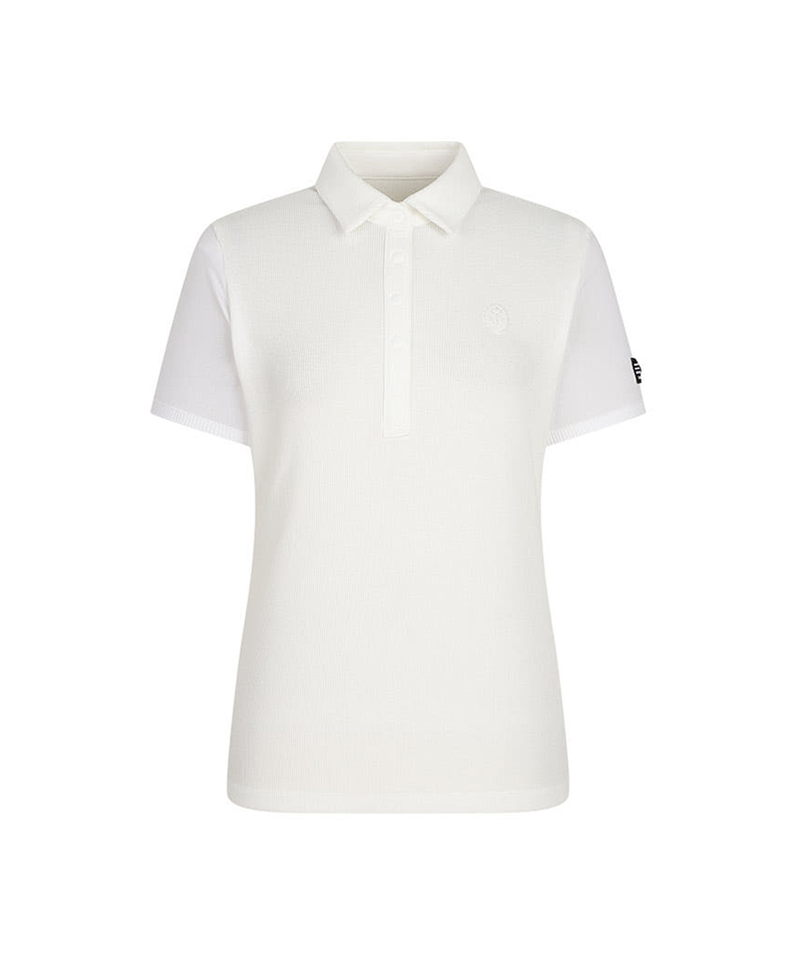 Castelbajac Women's Mixed Material Collared Short Sleeve T-shirt - 2 Color