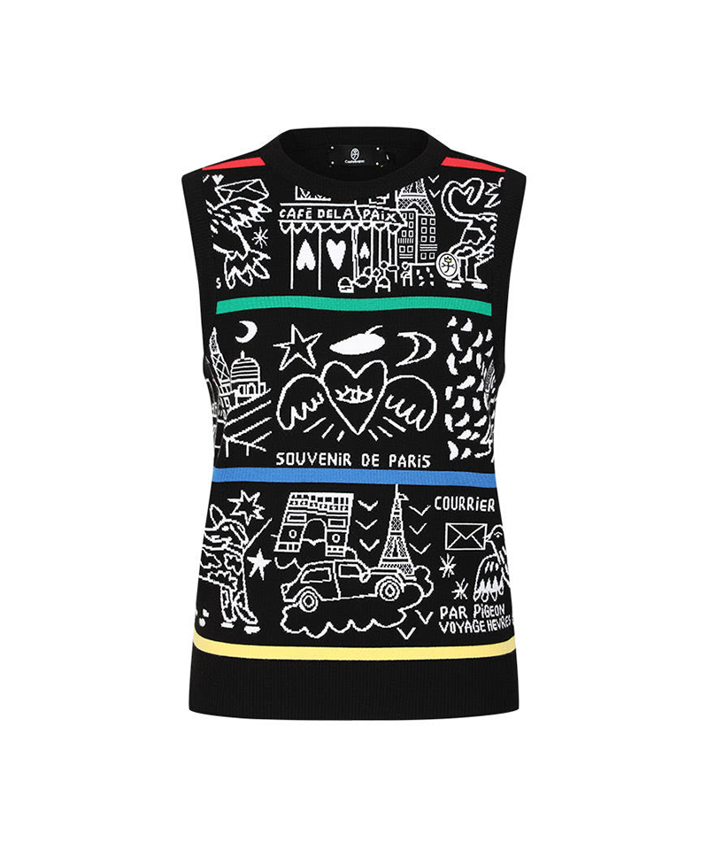 Castelbajac Women's Artwork Jacquard Knit Vest - 2 Colors
