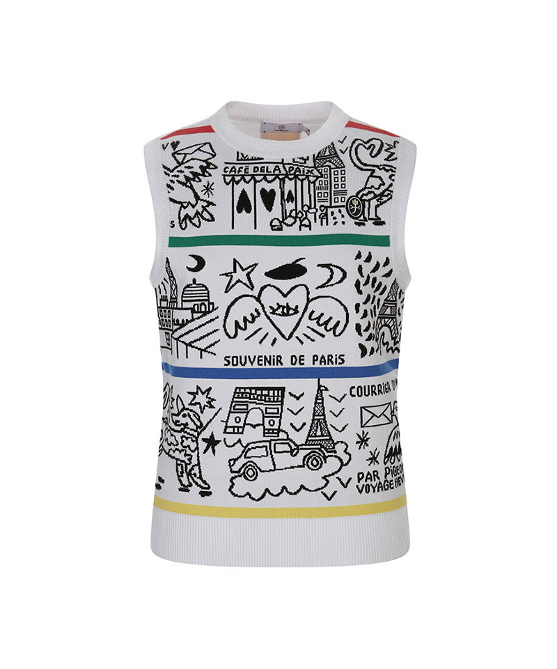Castelbajac Women's Artwork Jacquard Knit Vest - 2 Colors