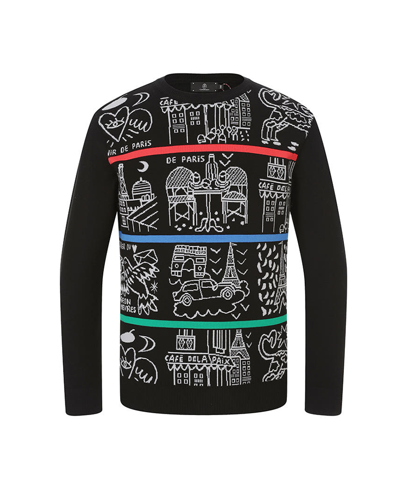 Castelbajac Men's Pattern Point Knit - 2 Colors