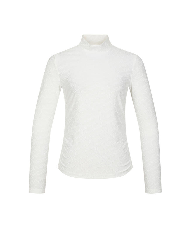 Castelbajac Women's Jacquard Shirred Mock Neck T-Shirt - White
