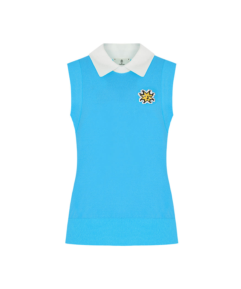 Castelbajac Women's Collared Contrast Knit Vest - 2 Colors