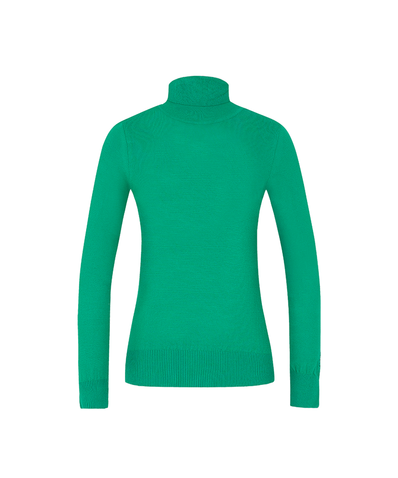 Castelbajac Women's Basic Embroidered Point Mock Neck Knit - Green