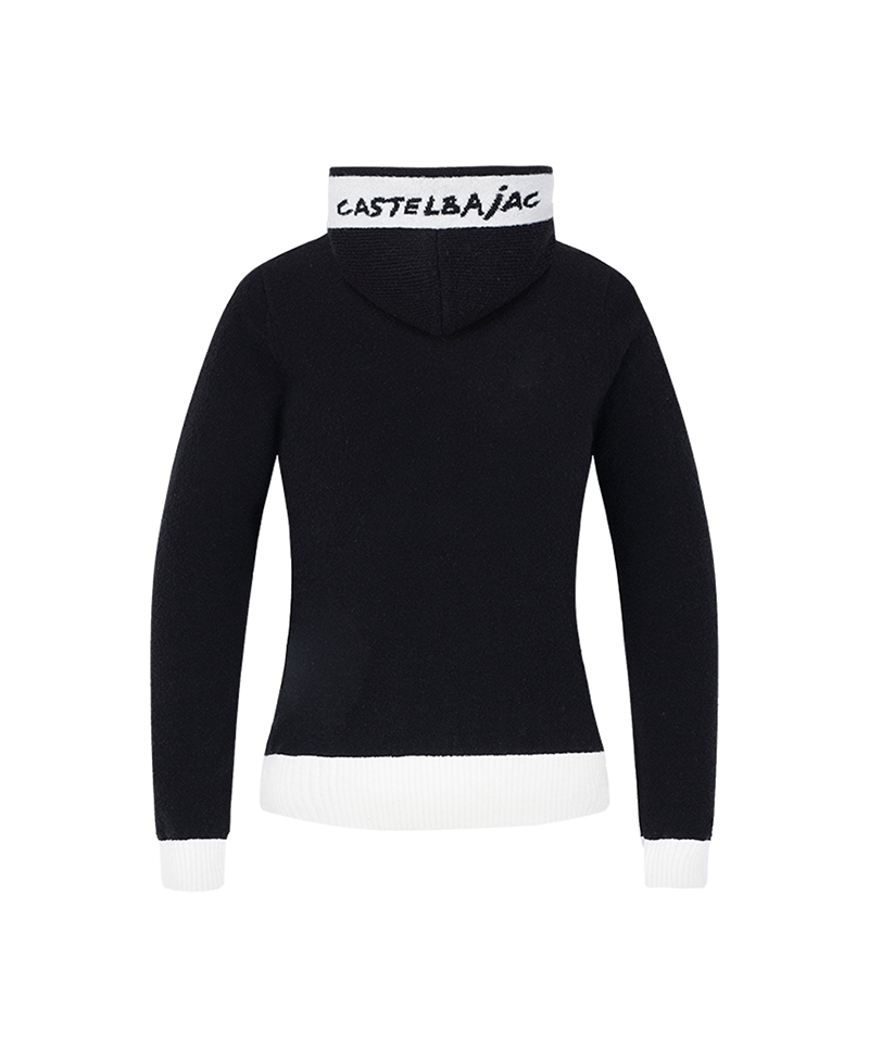 Castelbajac Women's Boucle Two-Color Hooded Sweater - Black