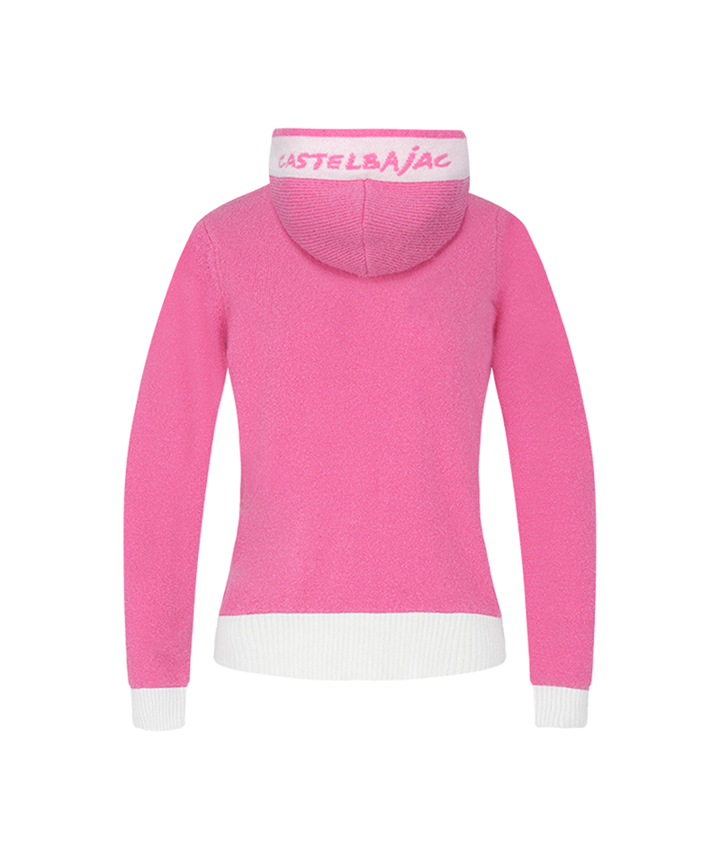 Castelbajac Women's Boucle Two-Color Hooded Sweater - Pink