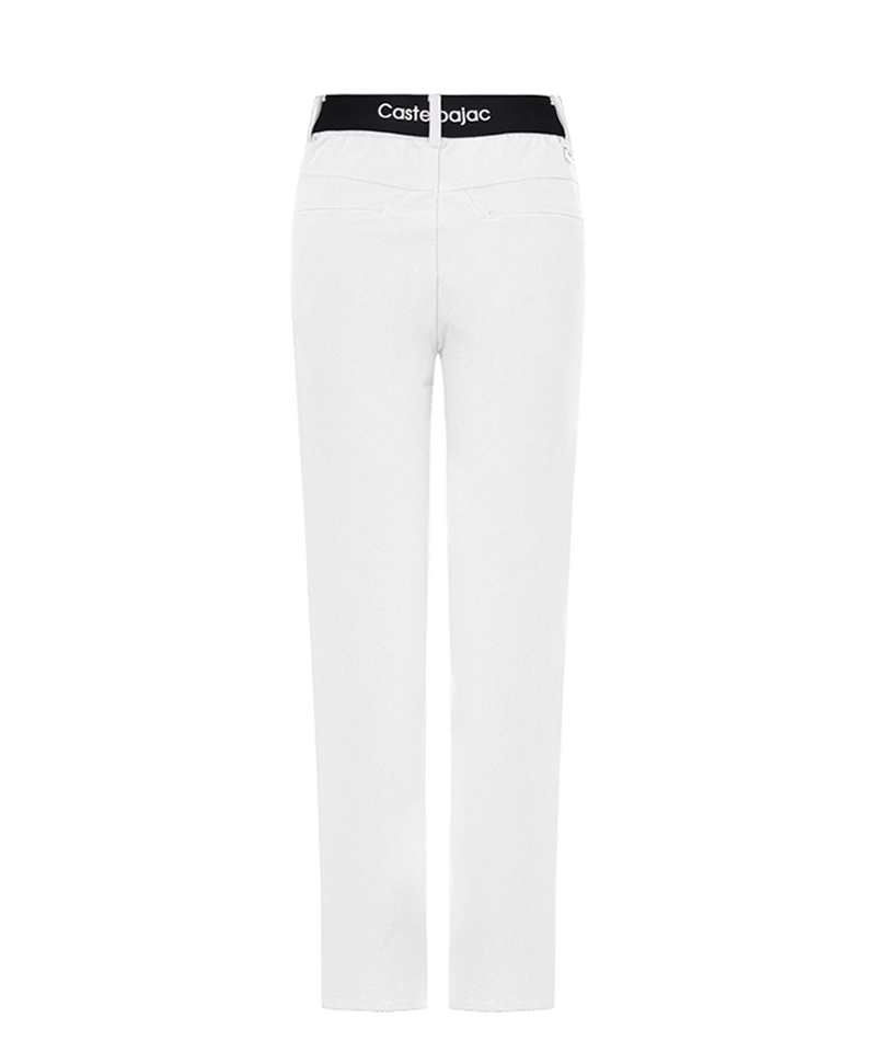 Castelbajac Women's Nylon Spandex Logo Band Slim Pants - White