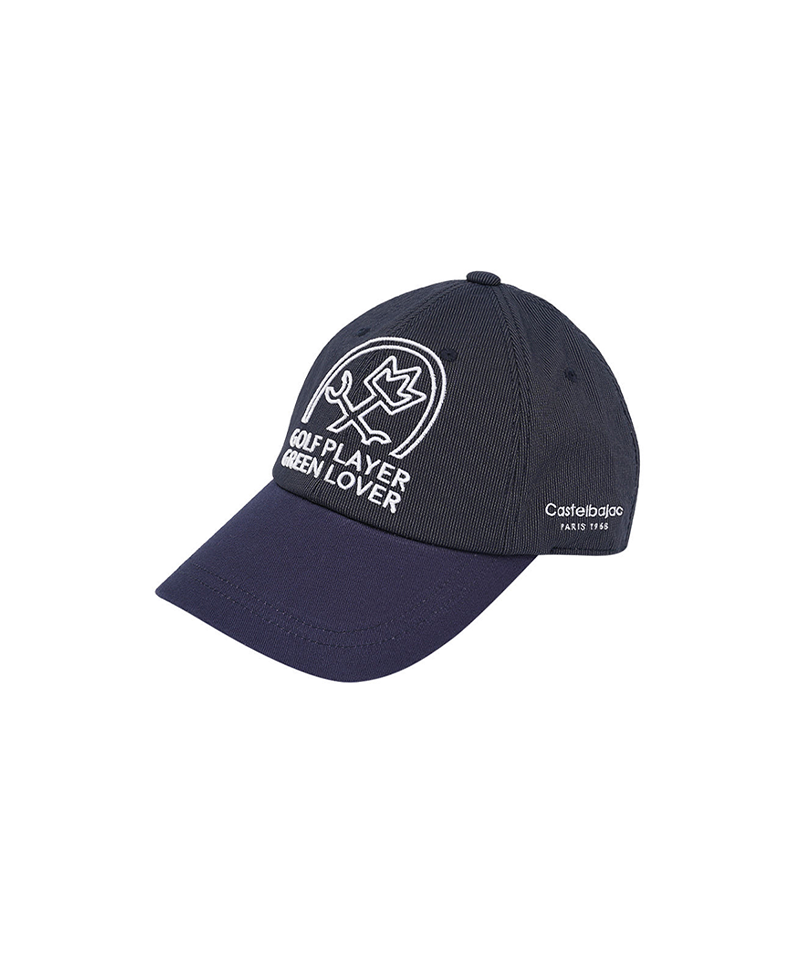 Castelbajac Men's Stripe Slogan Embroidery Point Ball Cap - Navy