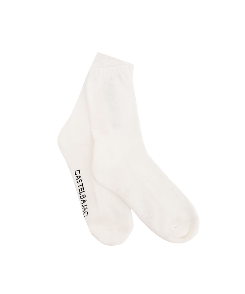 Castelbajac Men's Season Slogan Point Long Socks - White