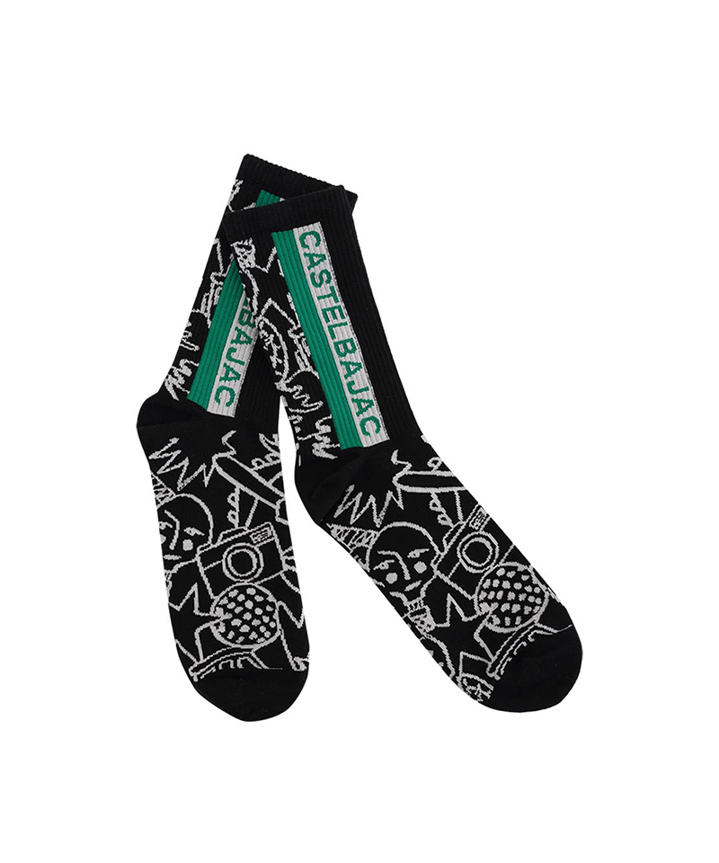 Castelbajac Men's Season Pattern Point Long Socks - Black