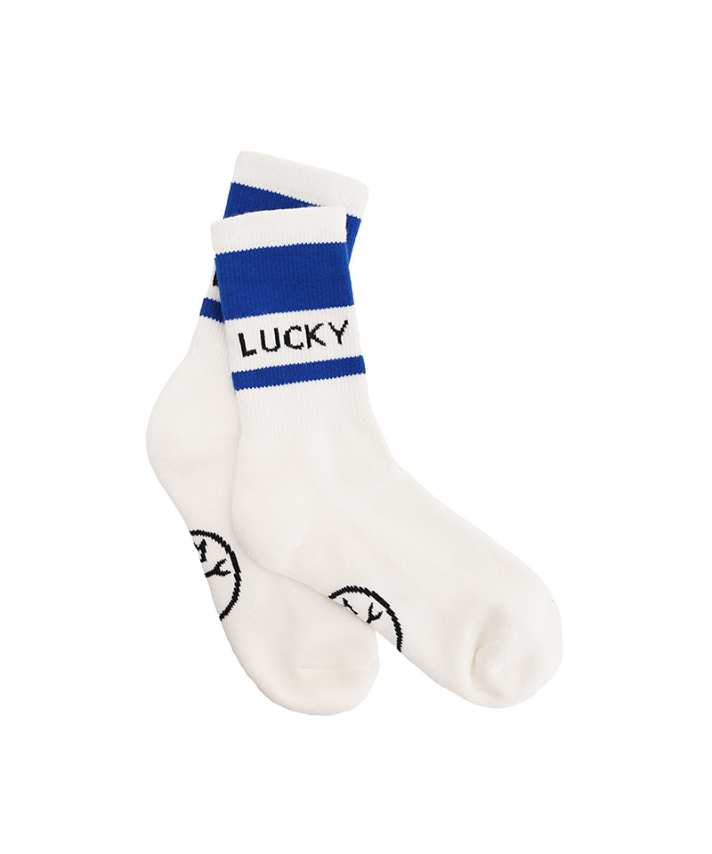 Castelbajac Women's Color Block Slogan Long Socks - Blue