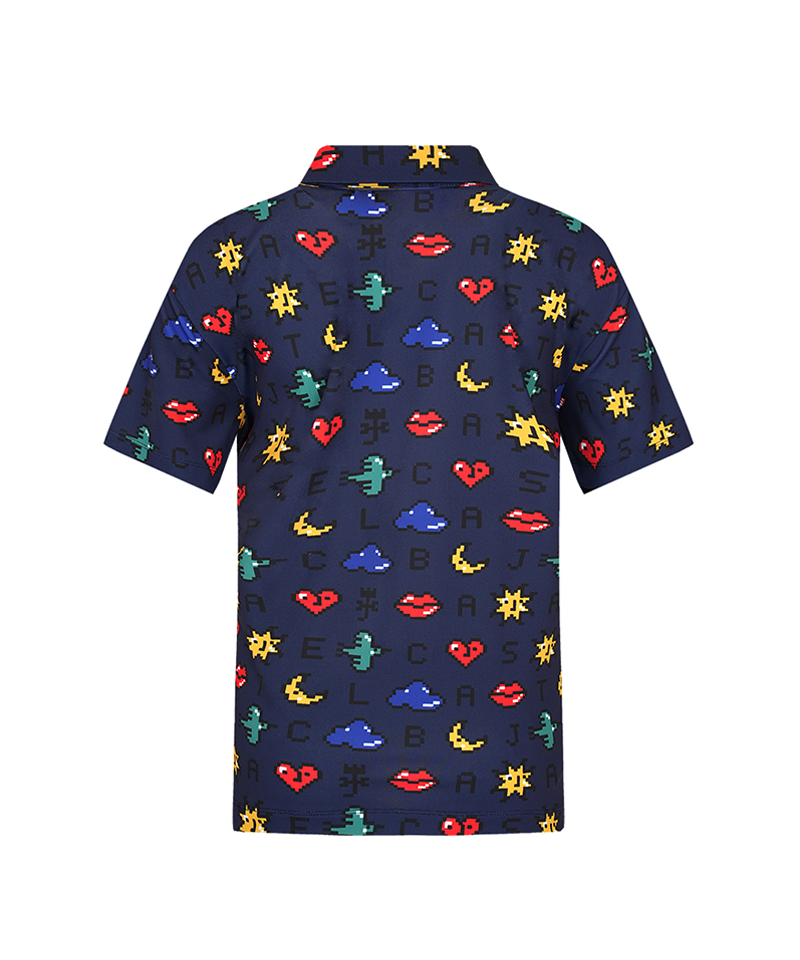 Castelbajac Men's Pixel Print Polo T-Shirt - 2 Colors