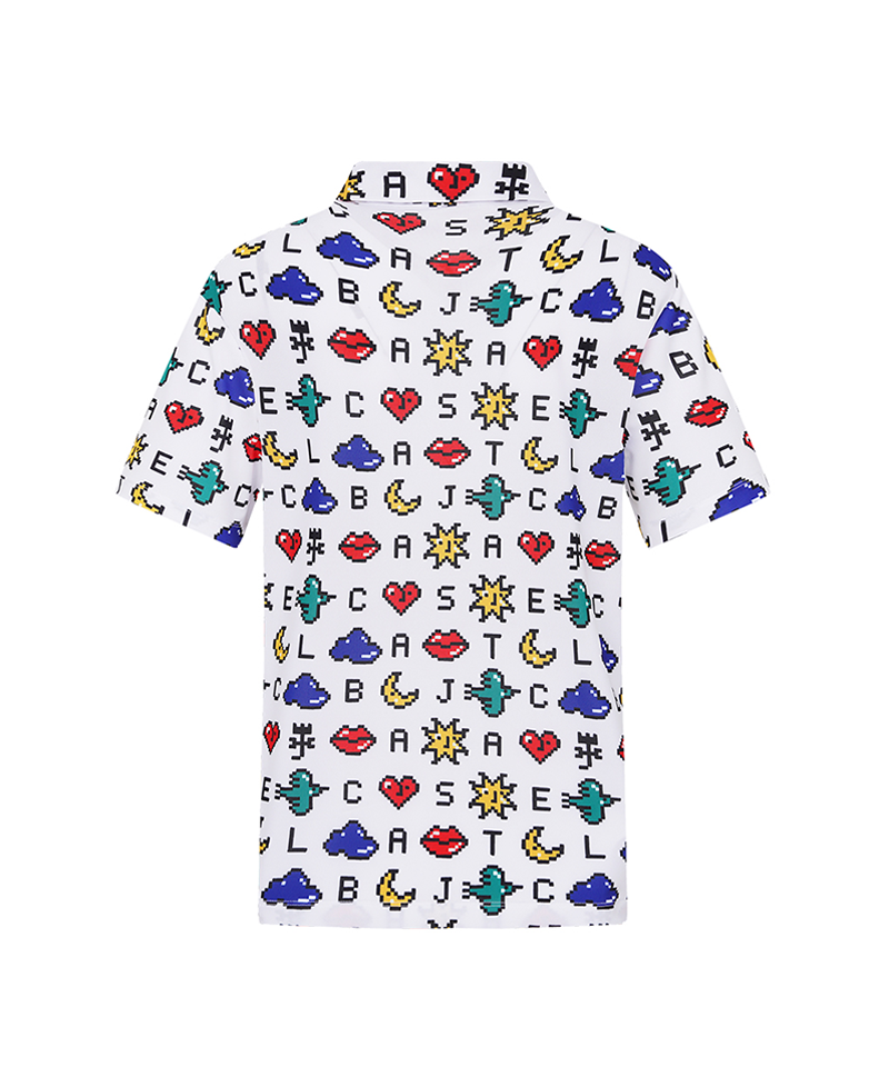Castelbajac Men's Pixel Print Polo T-Shirt - 2 Colors