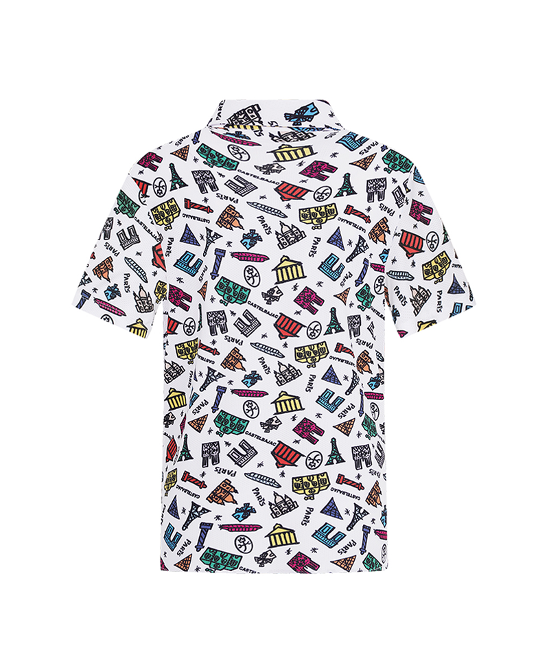 Castelbajac Men's PARIS Pattern Mesh Shirt - White