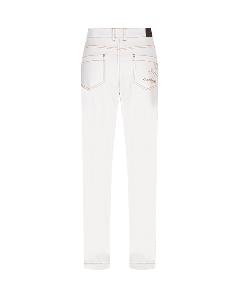 Castelbajac Men's Embroidered Point Standard Denim Pants - Ivory