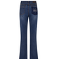 Castelbajac Women's Heart-Embroidered Point Bootcut Denim Pants - Blue