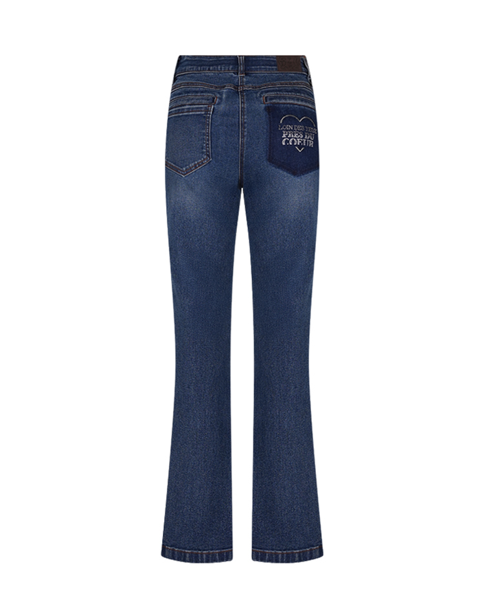 Castelbajac Women's Heart-Embroidered Point Bootcut Denim Pants - Blue