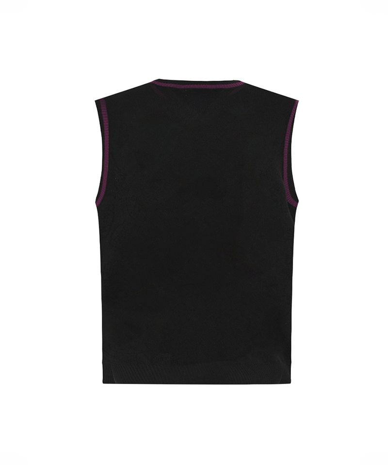 Castelbajac Men's Emblem Pattern Jacquard Knit Vest - Black