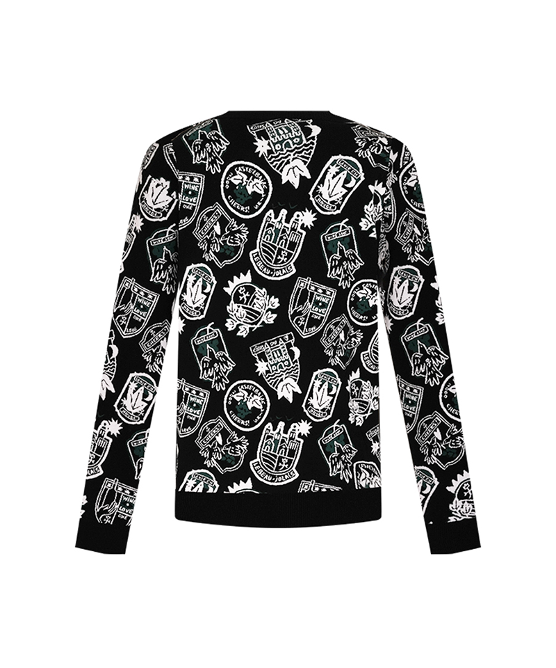 Castelbajac Men's Emblem Pattern Knit - Black