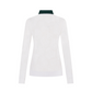 Women's Full-Length Pattern Color Block Collar T-Shirt - White