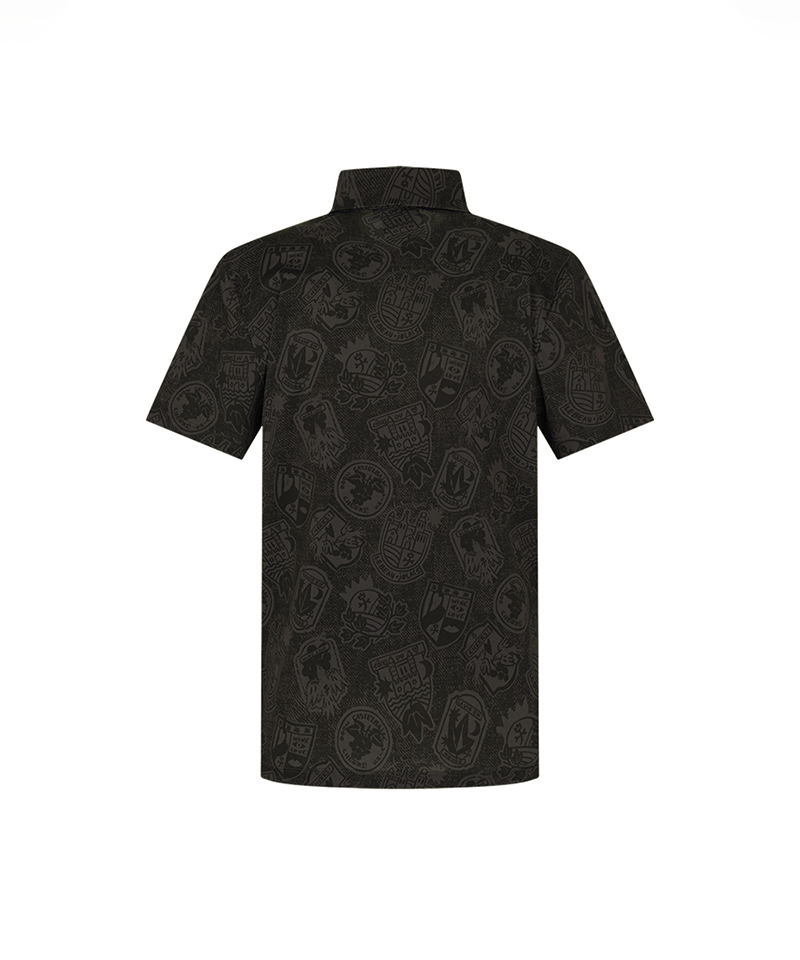 Castelbajac Men's Full-Print Short-Sleeve Collared T-Shirt - Black