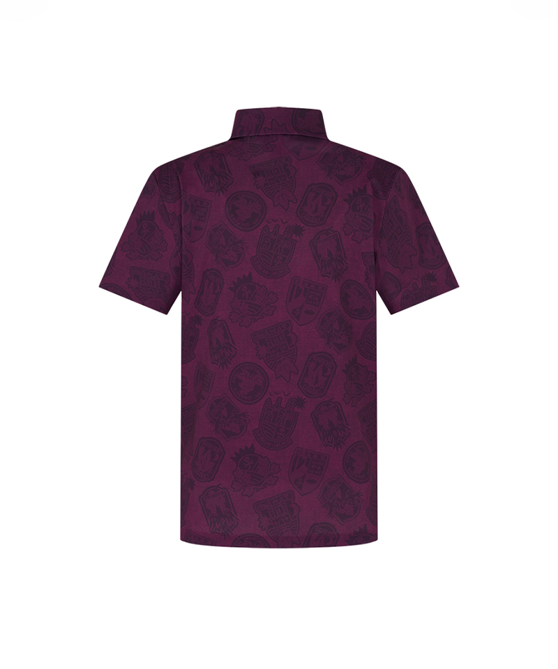 Castelbajac Men's Full-Print Short-Sleeve Collared T-Shirt - Purple