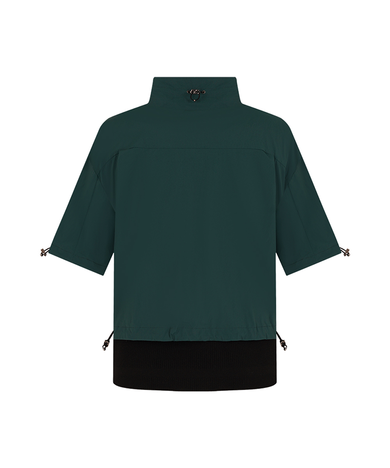 Women's String Zip-Up Short-Sleeve Vest - Green