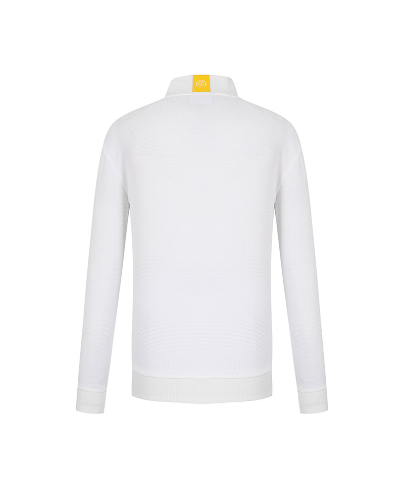 Castelbajac Men's High-Neck Half-Zip T-Shirt in Textured Fabric - White